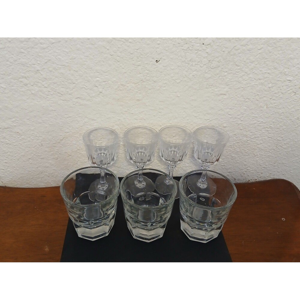 VINTAGE COCKTAIL PARTY CRYSTAL GLASS SET 6 CRYSTAL GLASSES